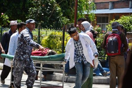 Victim being taken in for Patan Hospital for medical treatment