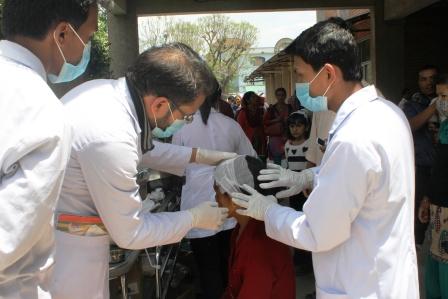 Victims getting primary medical treatment at Patan Hospital