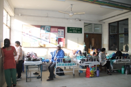 Patan Hospital Triage Area busy after disaster