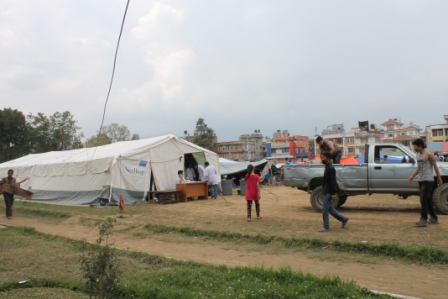 Field Hospital set by Patan Hospital at Buddhi Bikash Ground to serve earthquake disaster victims