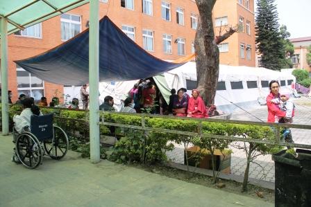 OPD service from tent hospital set at Patan Hospital